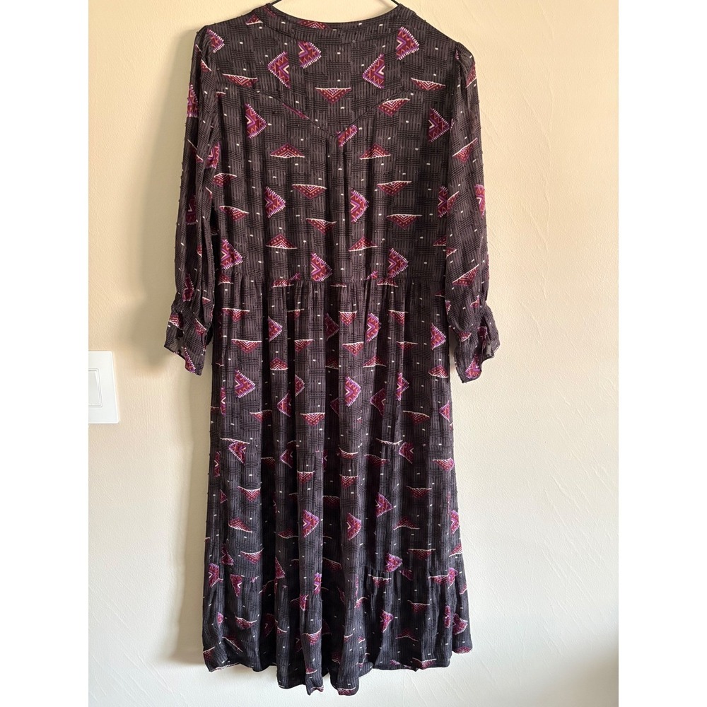 ba&sh Calliope Midi Dress S Geometric Tiered Boho French Chic Contemporary Mod - Picture 4 of 10
